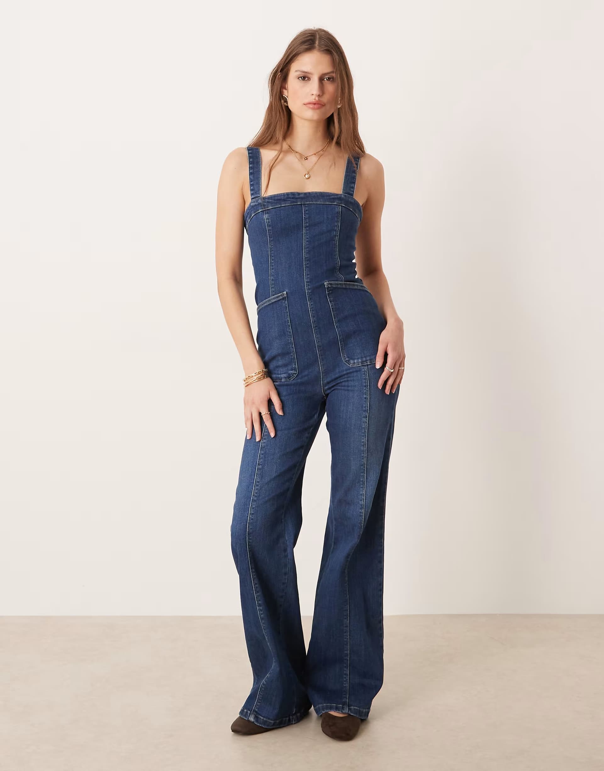 ASOS Free People suns out bootcut jumpsuit in erica blue