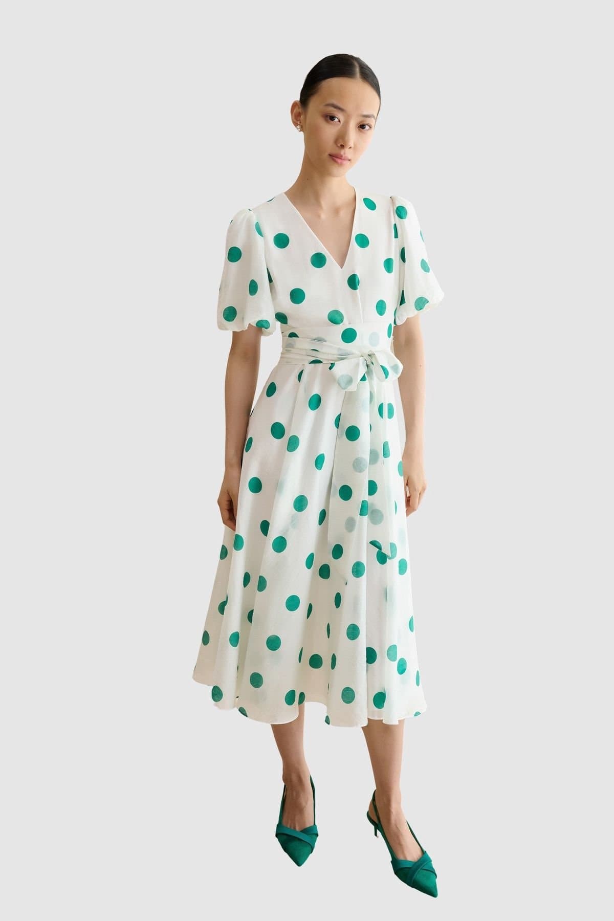 Hobbs London Hobbs London Women's Barrington Polka Dot Midi Dress in White