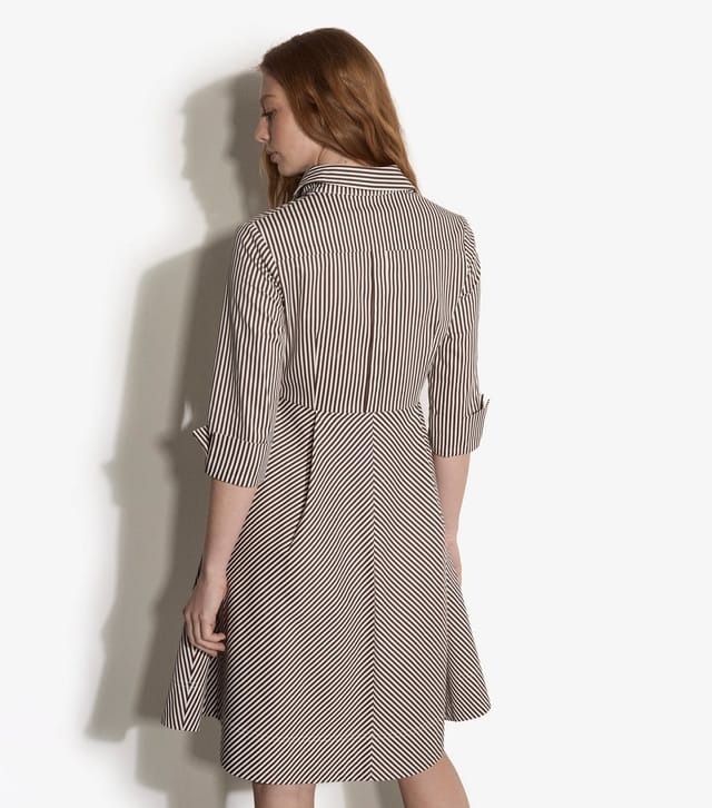 Apricot Women's Brown Striped Tie Front Mini Shirt Dress Apricot New Look - 2