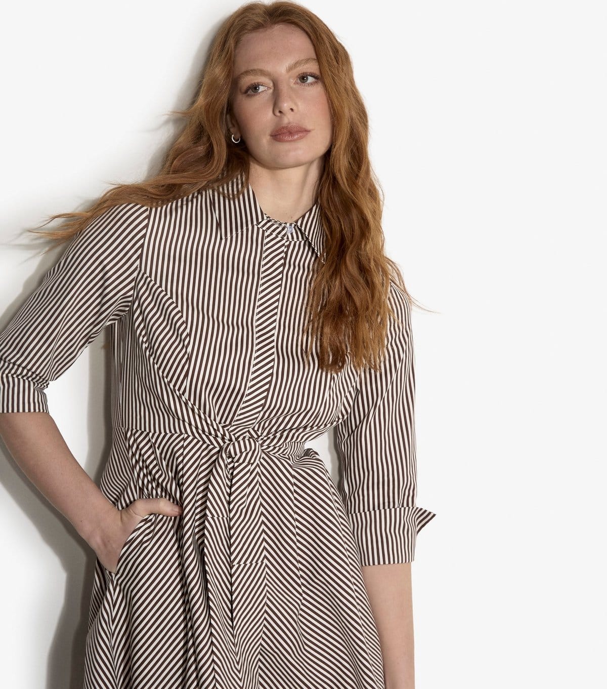 Apricot Women's Brown Striped Tie Front Mini Shirt Dress Apricot New Look - 4