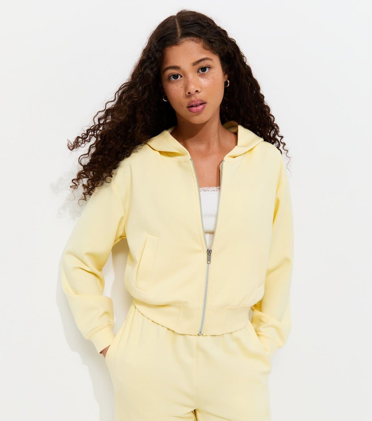 New Look Girls' Light Yellow Soft Touch Zipped Hoody New Look