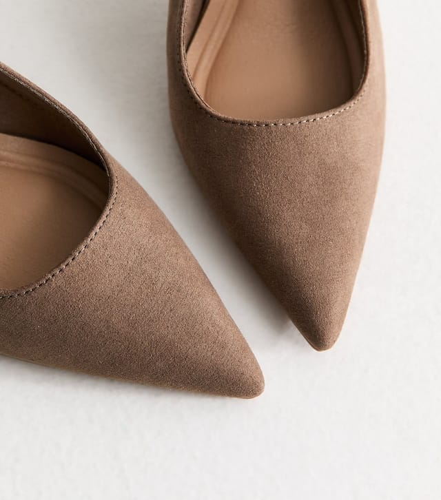 New Look Women's Light Brown Faux Suede High Stiletto Slingback Pumps Vegan New Look - 3
