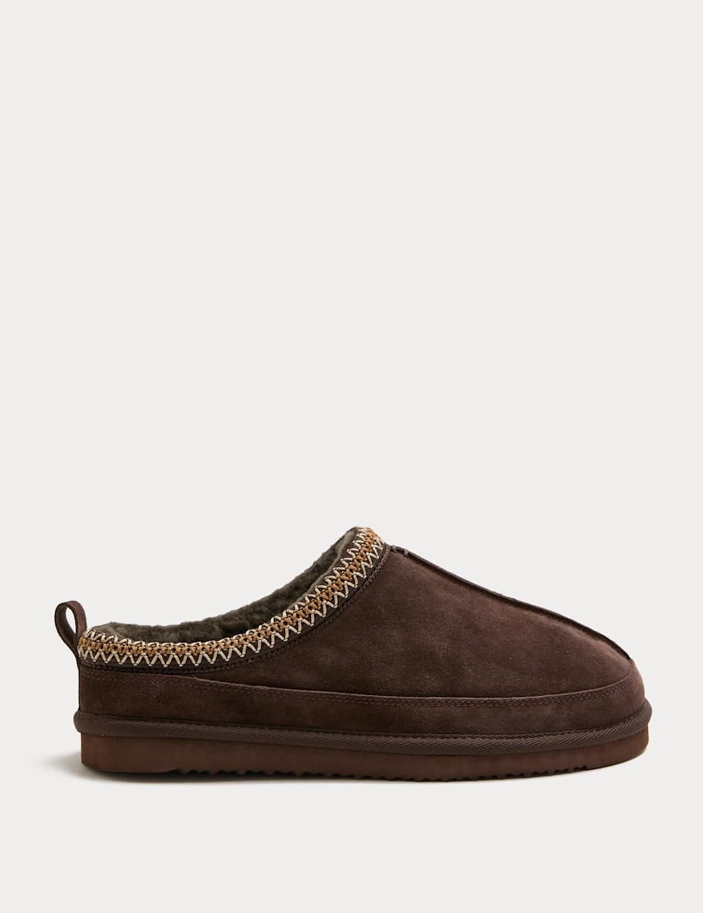Marks & Spencer M&S Brown Suede Collared Mule Slippers
