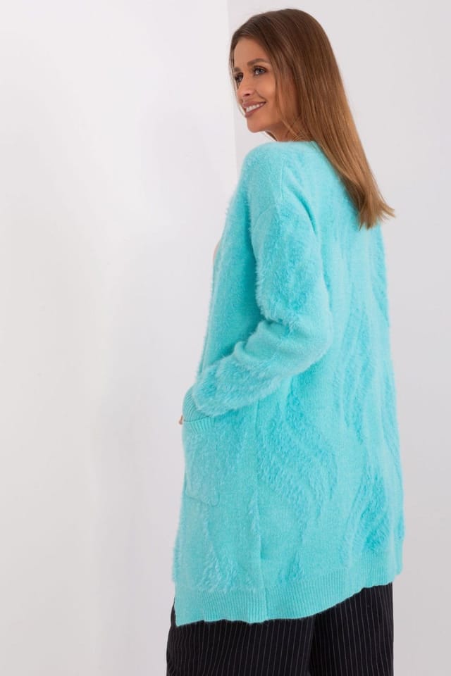 Love Lace Love Lace Women's Variegated Slip Pocket Long Sleeve Cardigan in Turquoise - 3