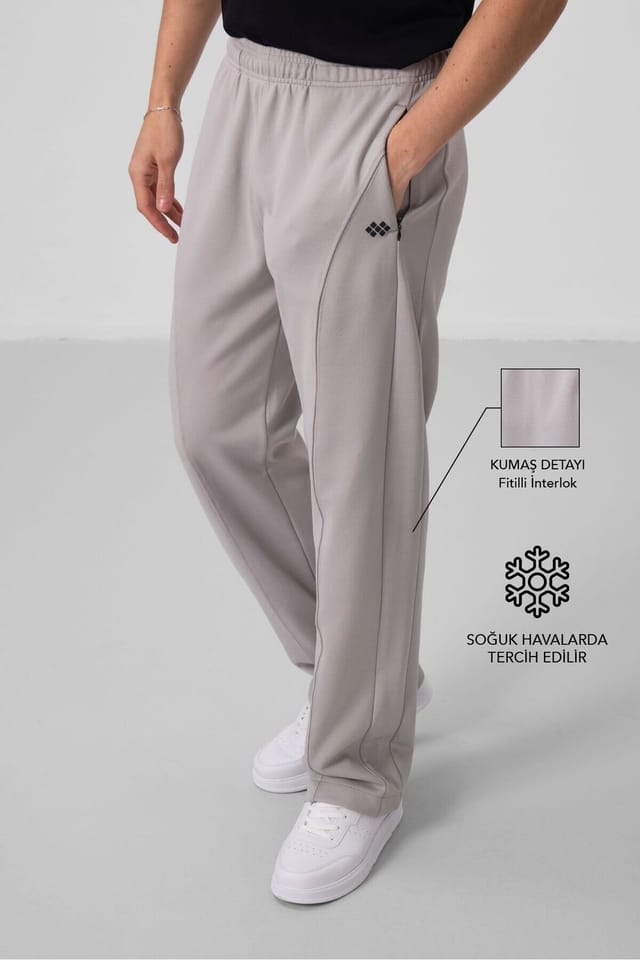 Tommy Life Tommy Life Men's Color-Blocked Palazzo Pants in Light Grey - 2