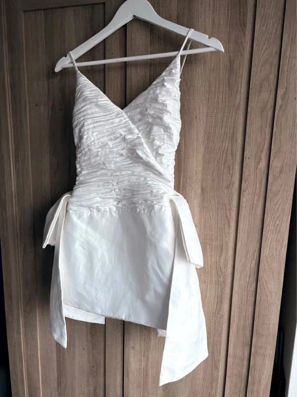 ASOS ASOS Luxe white mini dress with bows size 4