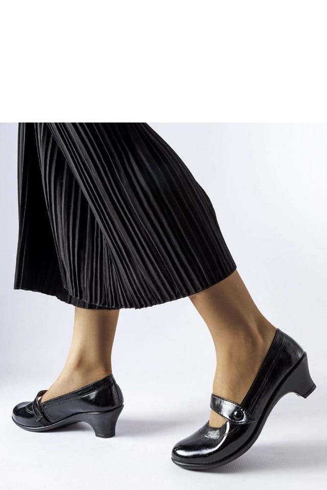 Love Lace Love Lace Women's Simi Low Block Heel Stiletto Pumps with Warm Lining Non Slip in Black - 3