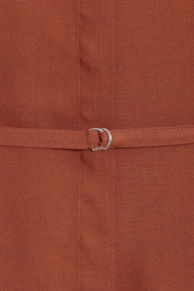 Dilvin Dilvin Women's Long Belted Woven Shirt in Terracotta - 3