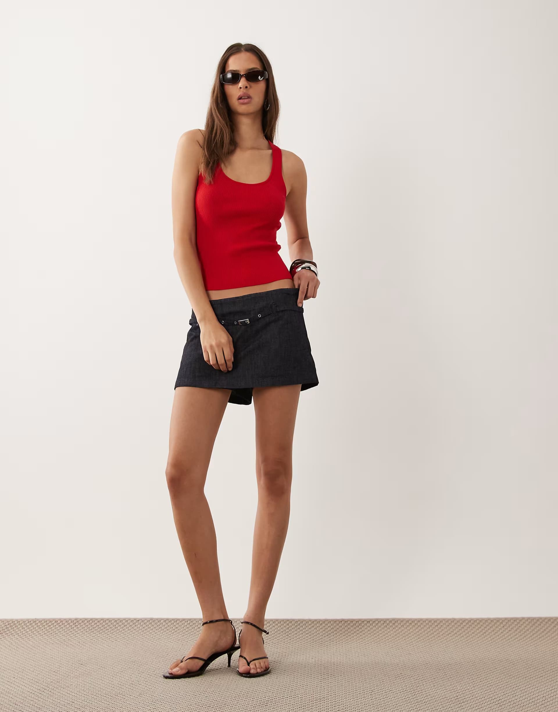 ASOS Mango denim skort in indigo