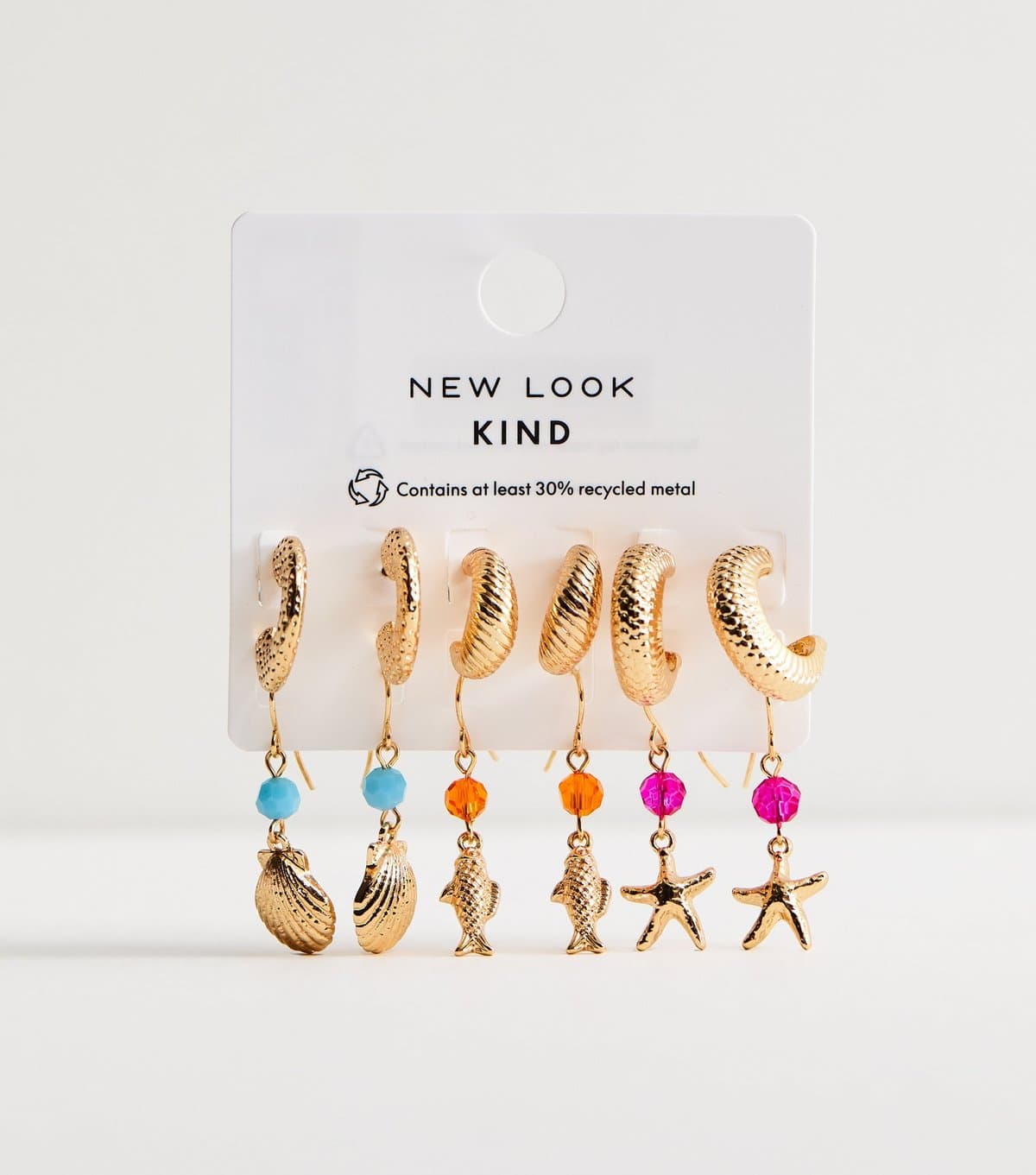 New Look Pack of 6 Gold Tone Coastal Drop and Hoop Earrings New Look