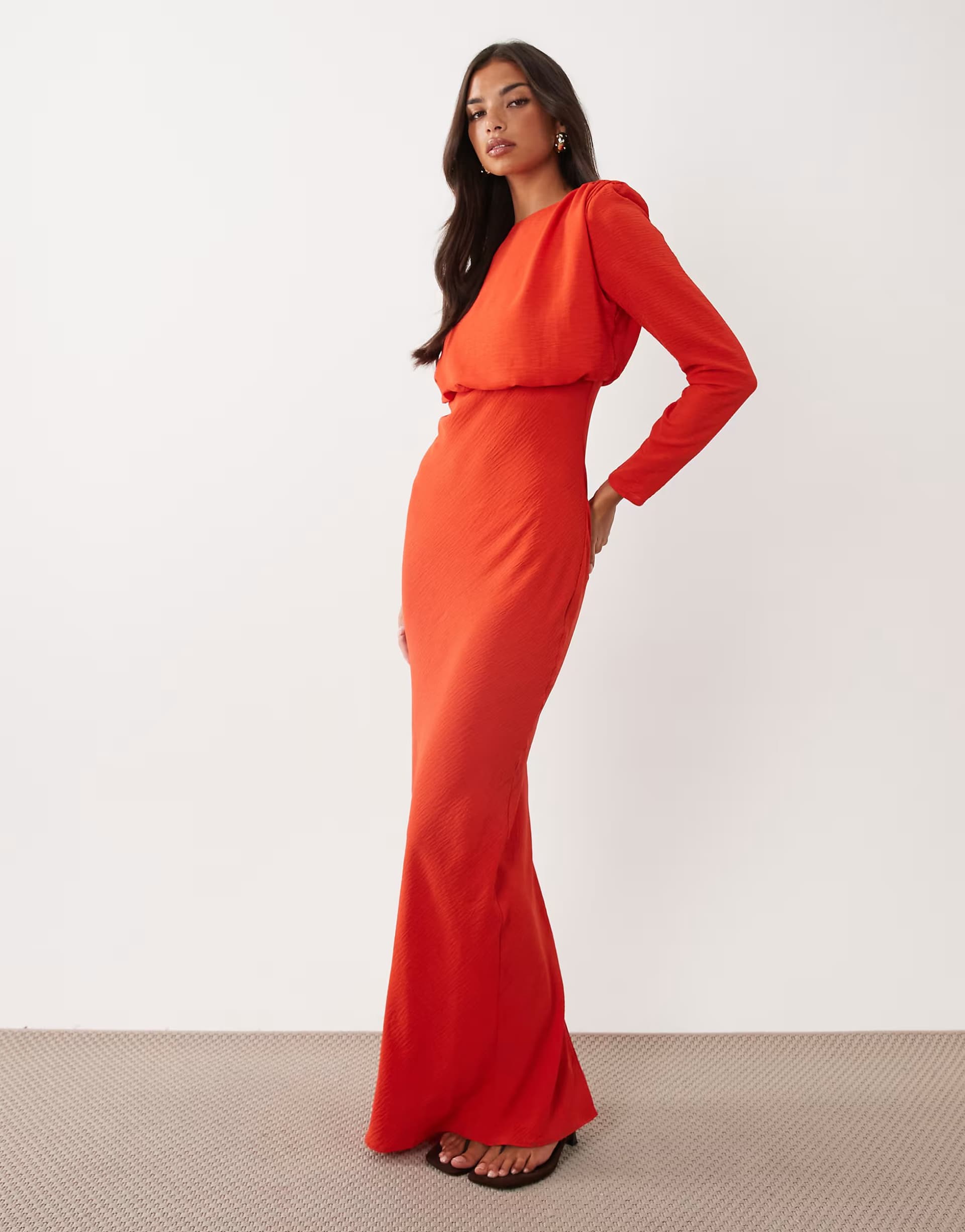 ASOS ASOS DESIGN modesty batwing maxi dress in burnt orange