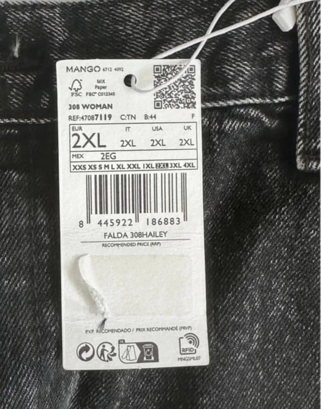Mango Mango Black Denim mini skirt size 2XL