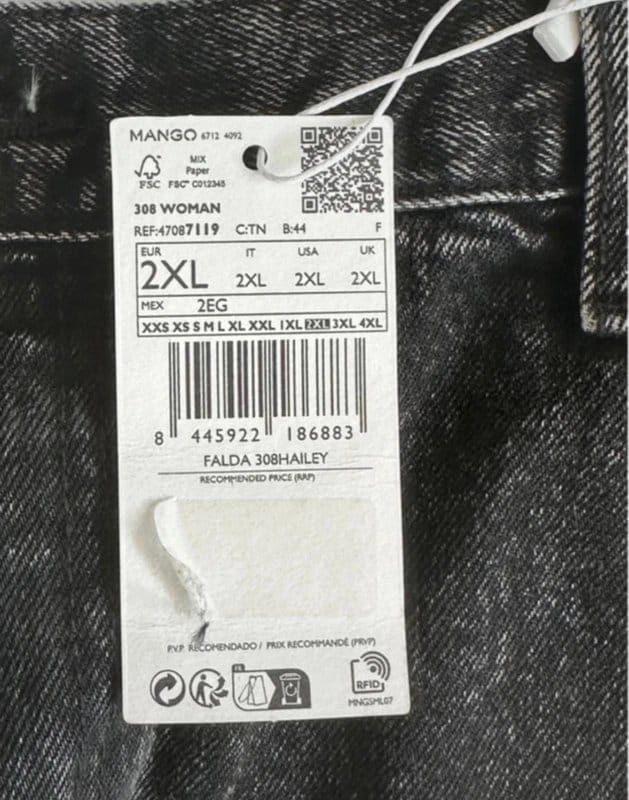 Mango Black Denim Mini Skirt Size 2XL