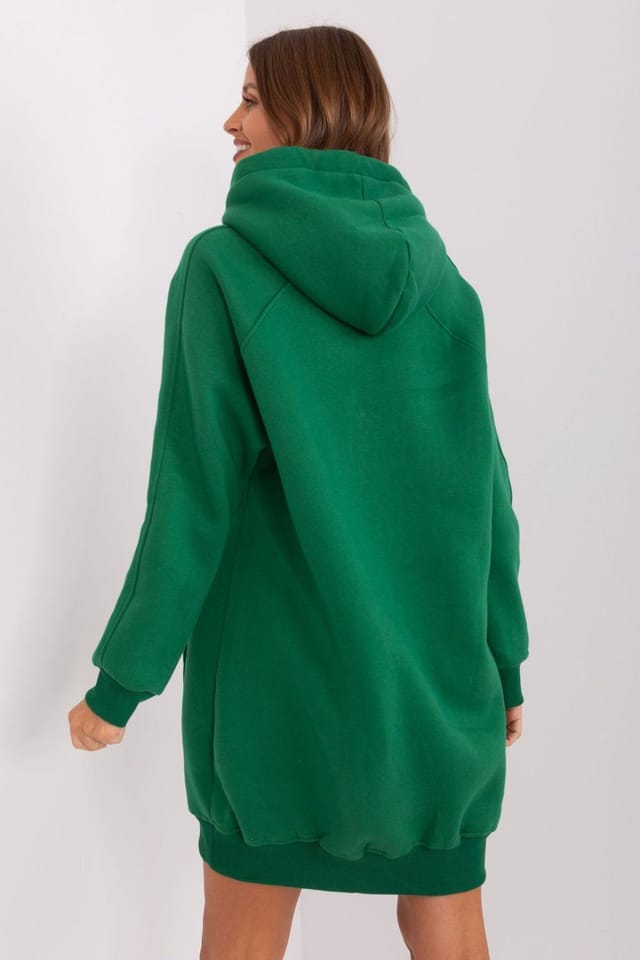 Love Lace Love Lace Women's Long Sleeve Hooded Sweatshirt Kangaroo Pocket Style 216164 in Green - 3