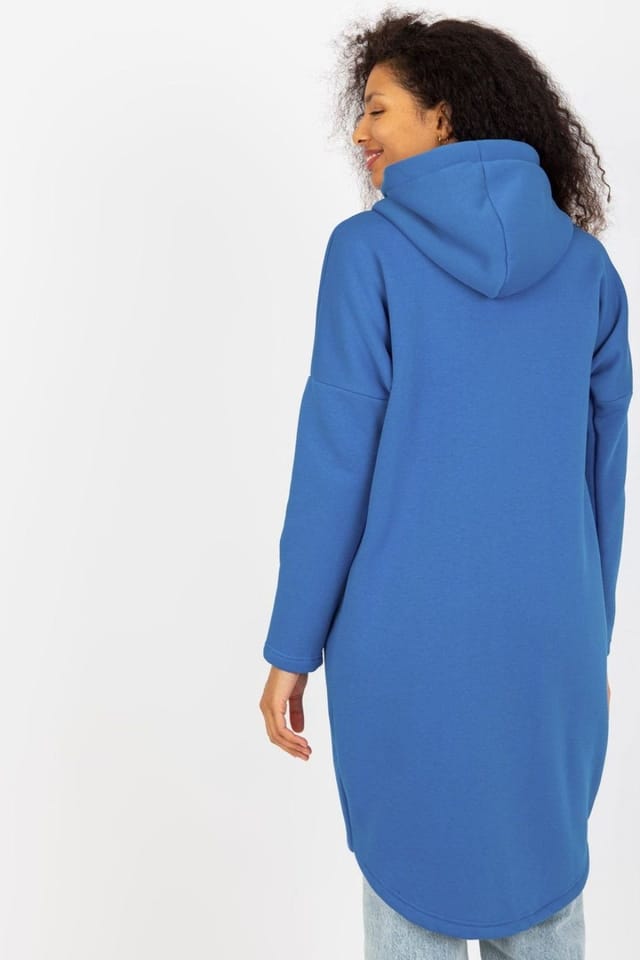 Love Lace Love Lace Women's Long Sleeve Zip Hooded Extended Sweatshirt in Blue - 3