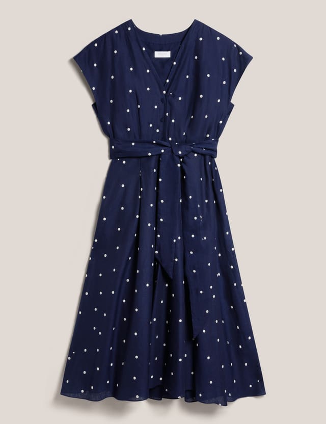 Hobbs London Hobbs London Women's Samantha Polka Dot Midi Dress in Navy - 2