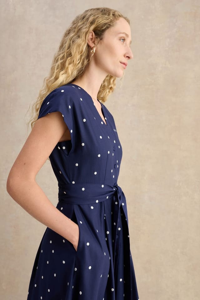 Hobbs London Hobbs London Women's Samantha Polka Dot Midi Dress in Navy - 3