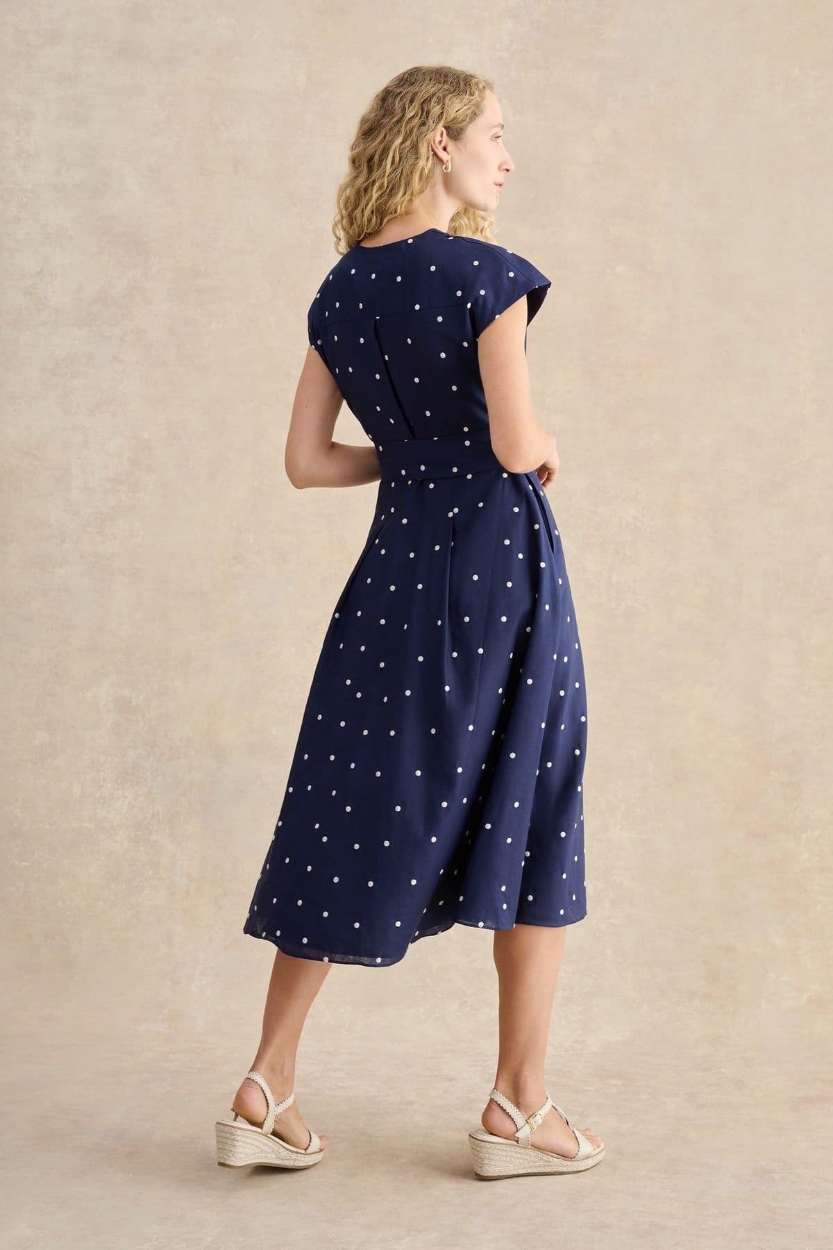 Hobbs London Hobbs London Women's Samantha Polka Dot Midi Dress in Navy - 4