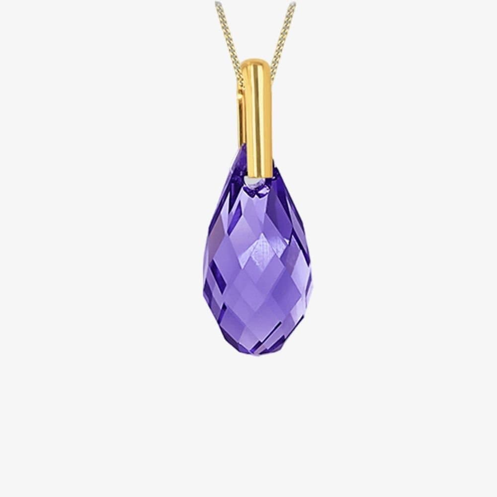 T.H.Baker T.H.Baker Purple Crystal Dropper Necklace in Yellow Gold