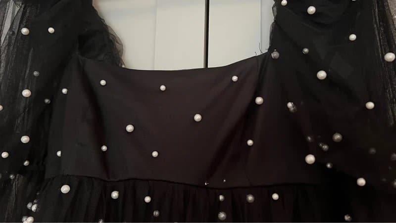 ASOS ASOS Luxe Black Tulle Pearl Dress – Size 10