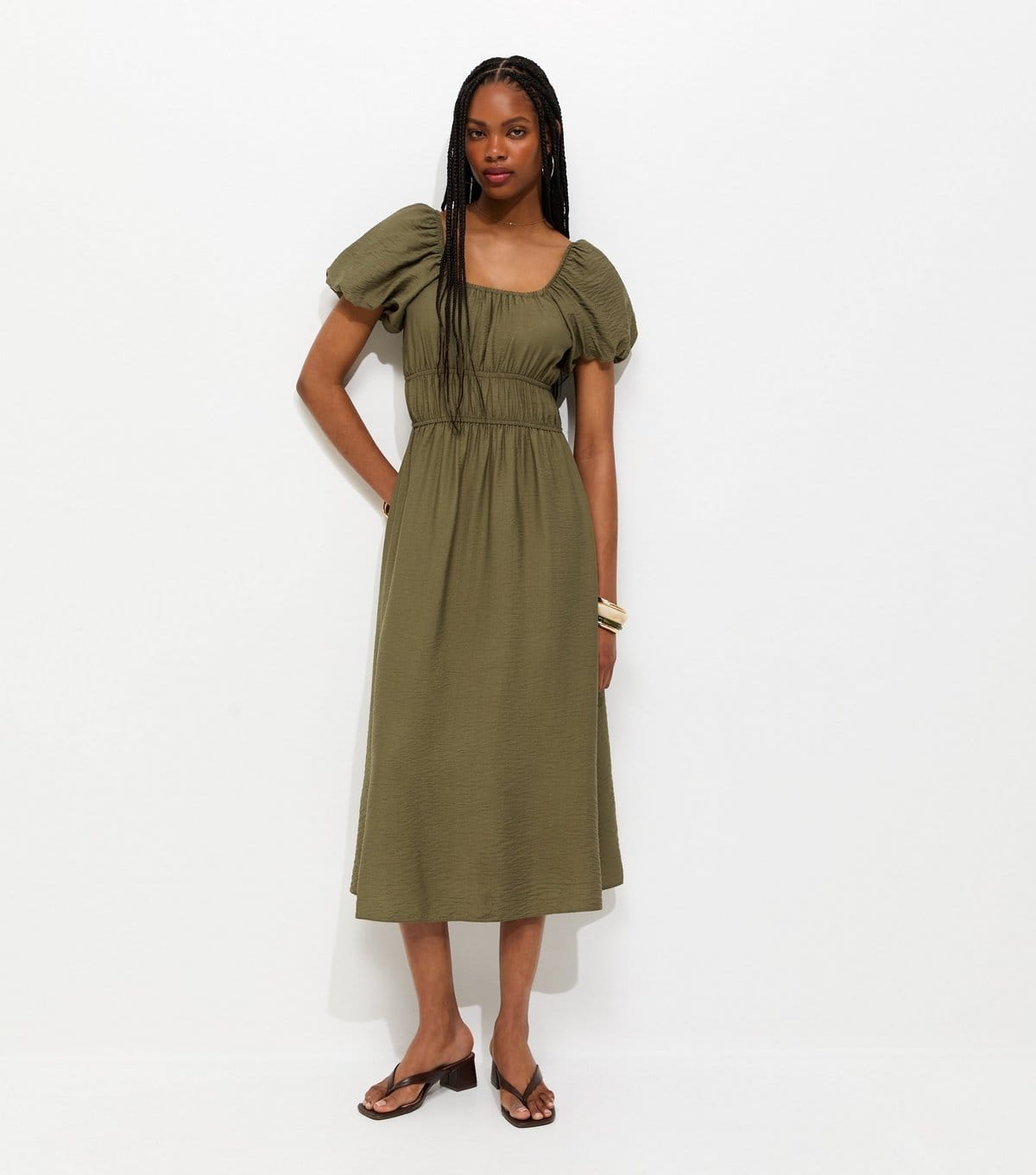 New Look Women's Khaki Milkmaid Midi Dress New Look - 1