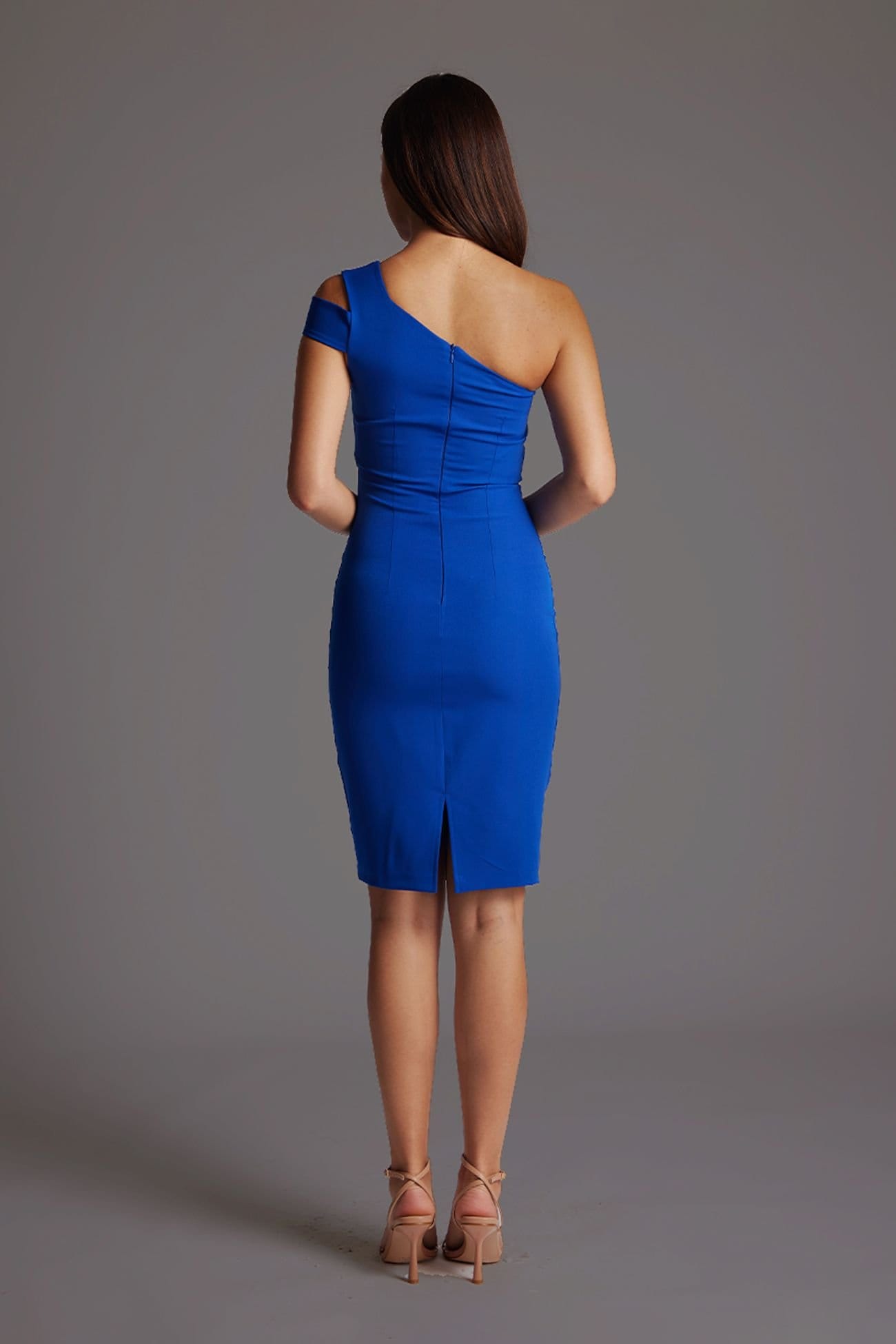 Vesper Vesper Women's One Shoulder Bodycon Midi Dress in Cobalt - 4