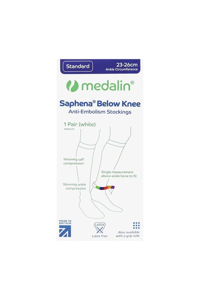 Medalin Medalin Men's Below Knee Anti Embolism Stockings in White - 2