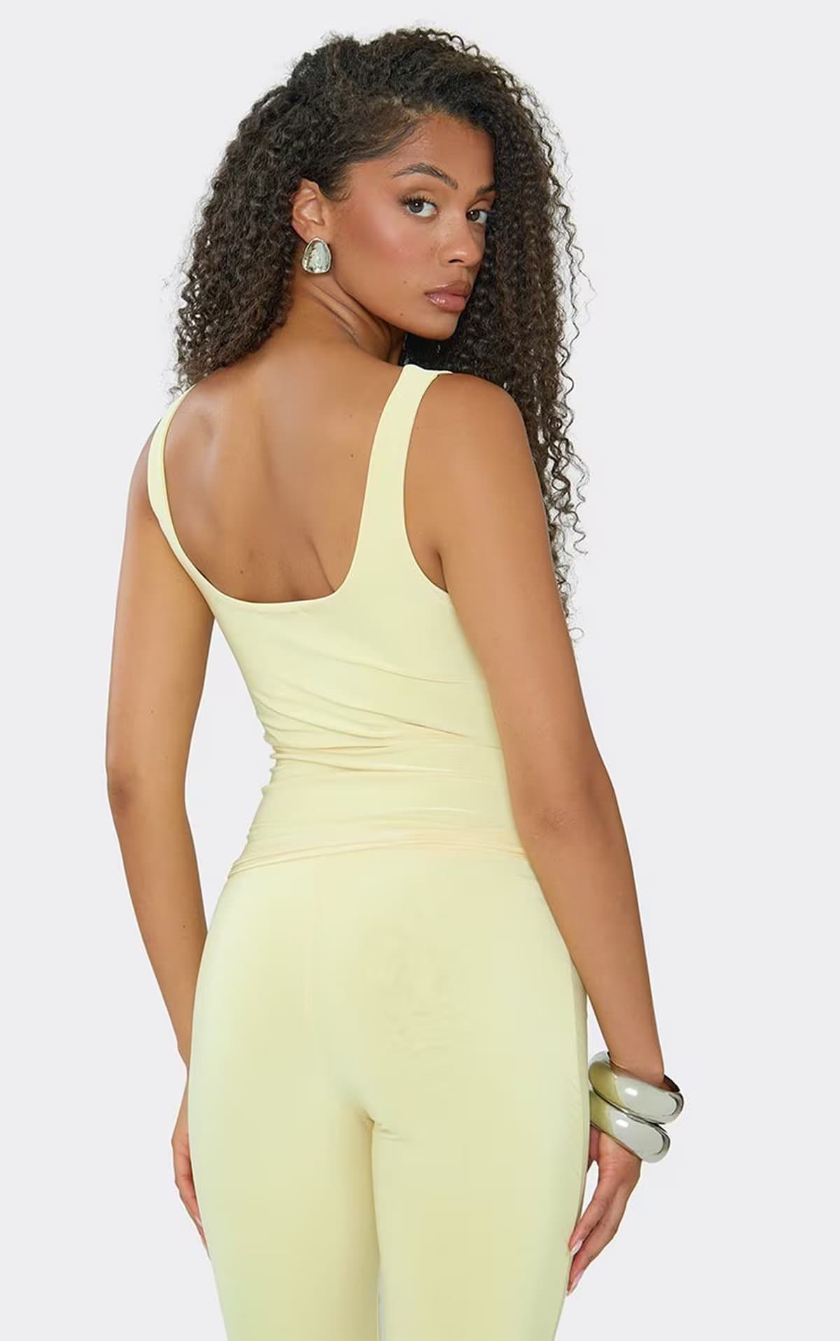 EGO Strappy Cami Top In Lemon Slinky, Women's Size UK 6