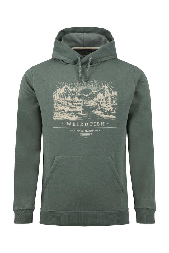 Weird Fish Weird Fish Men's Bryant Front Print Graphic Popover Hoodie in Green - 2