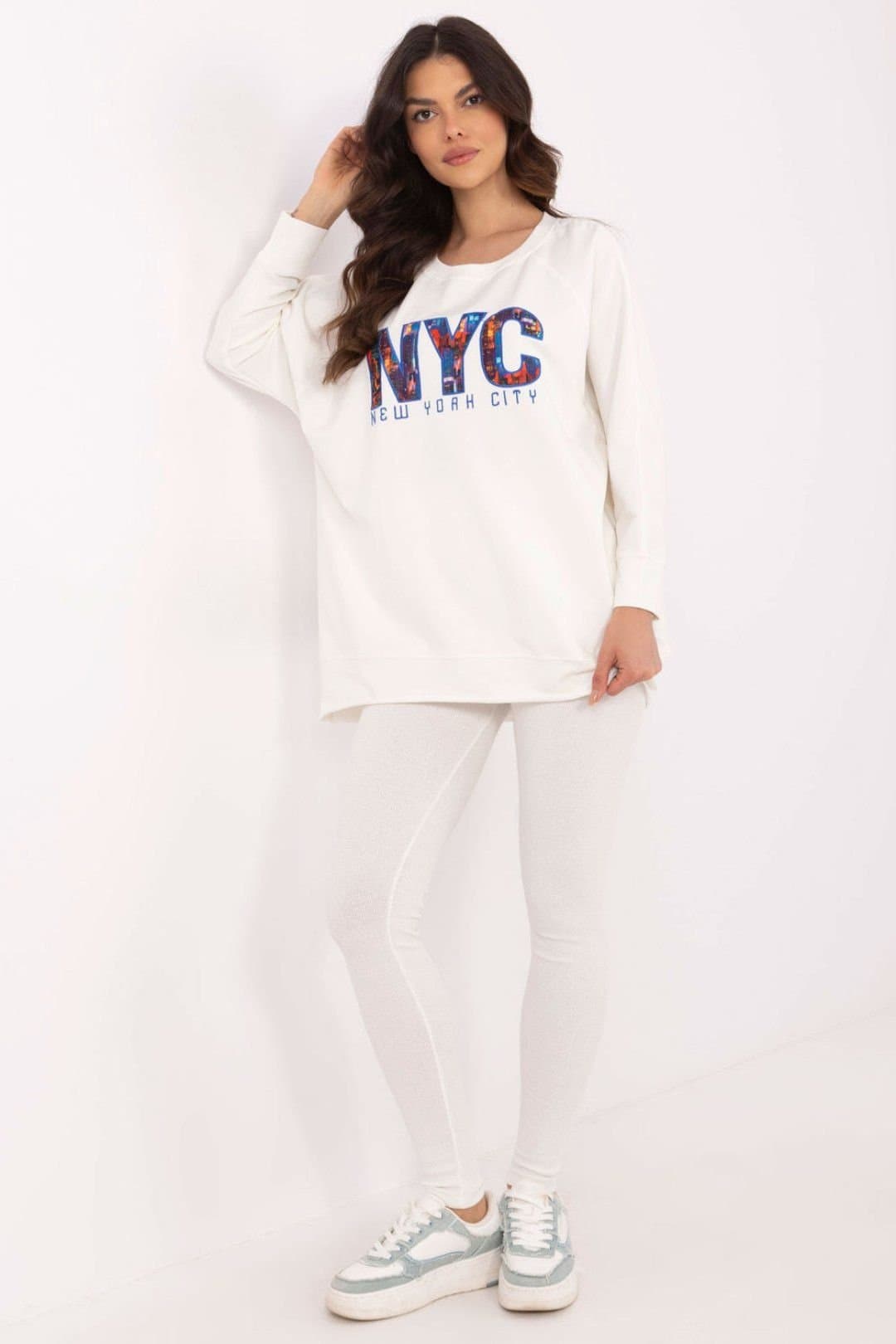 Love Lace Love Lace Women's Cotton Blend Sweatshirt Leggings Set in White