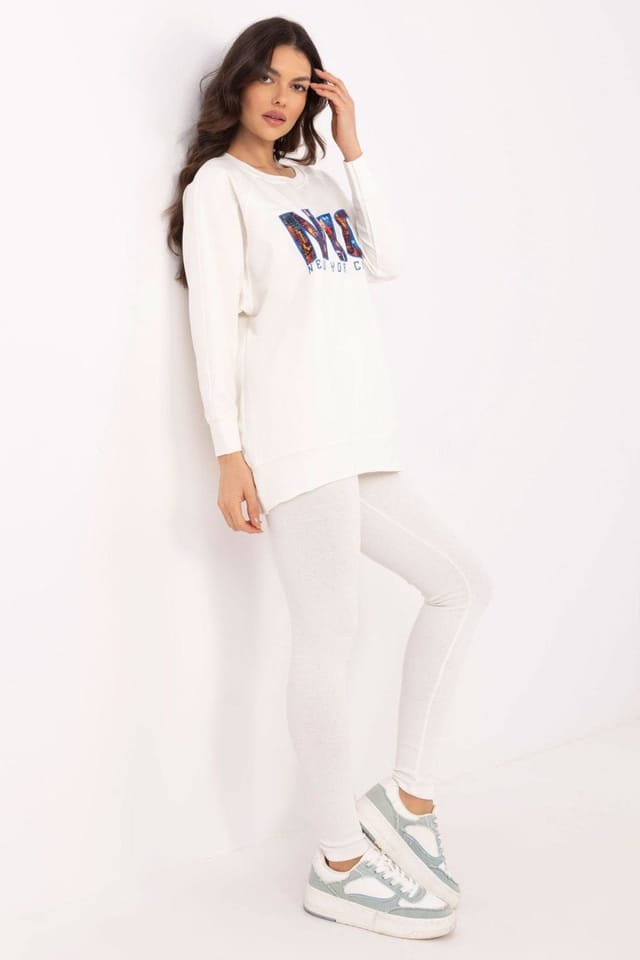 Love Lace Love Lace Women's Cotton Blend Sweatshirt Leggings Set in White - 2