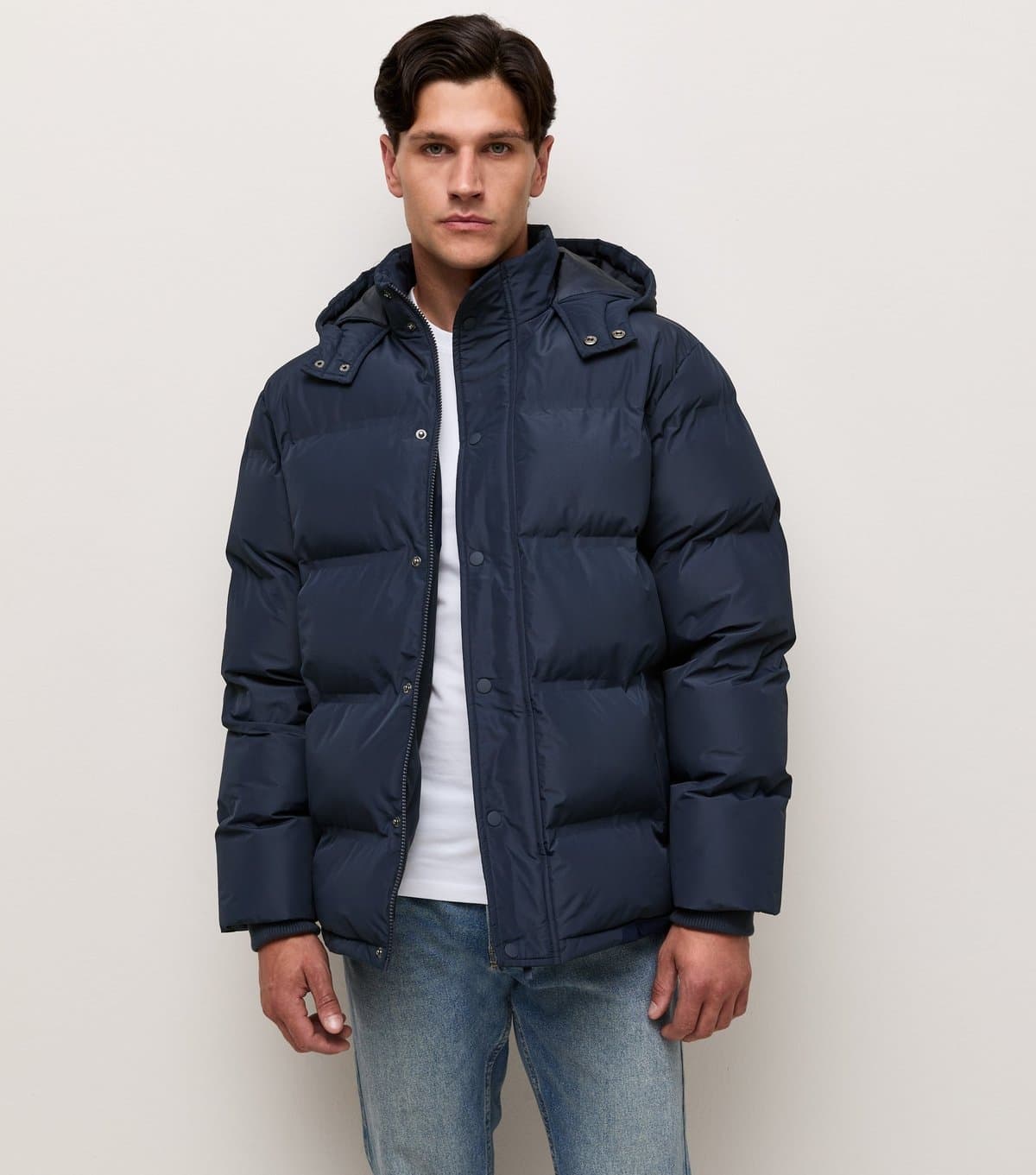 New Look Men's Navy Hooded Heatseal Puffer Jacket New Look