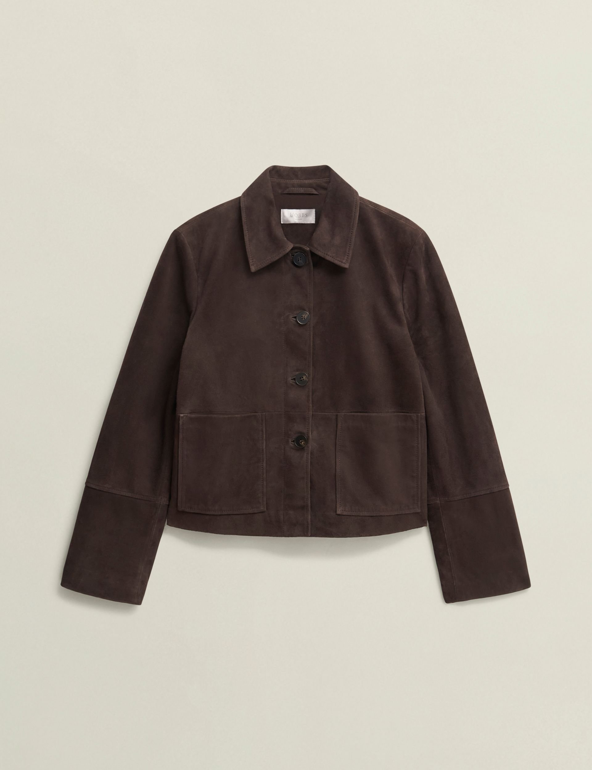 Hobbs London Hobbs London Women's Montana Cropped Button Up Jacket in Dark Brown - 2
