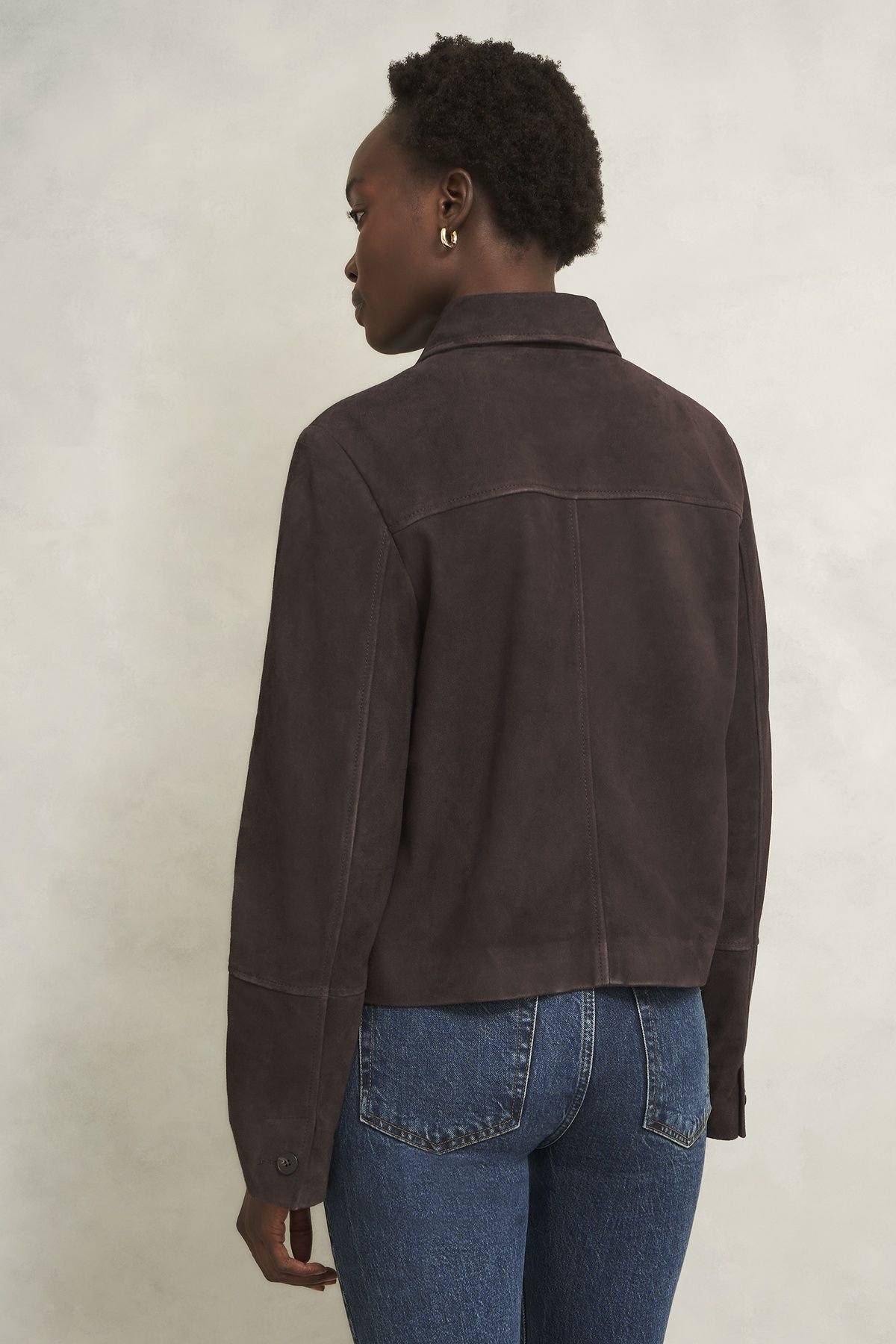 Hobbs London Hobbs London Women's Montana Cropped Button Up Jacket in Dark Brown - 4