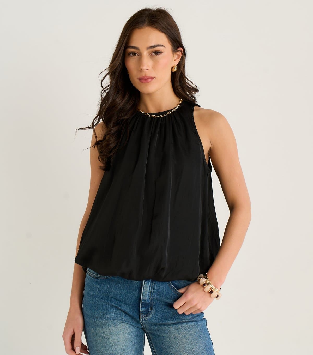 Gini London Gini London Black Sleeveless Puffball Hem Top