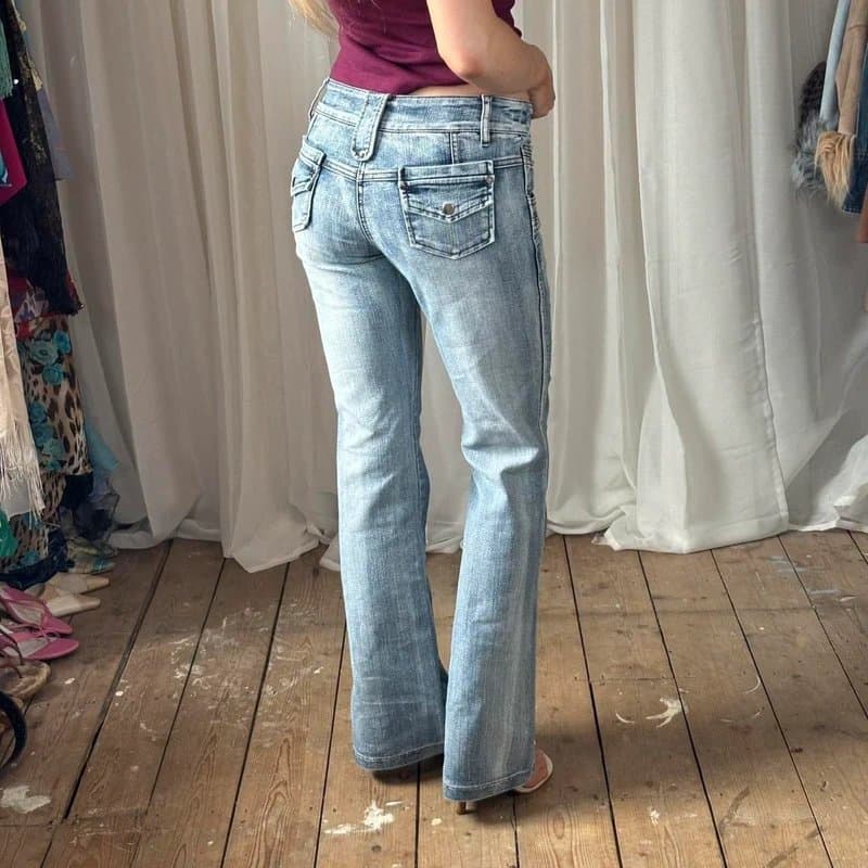 New Look Y2K low rise bootcut flare jeans light wash denim
