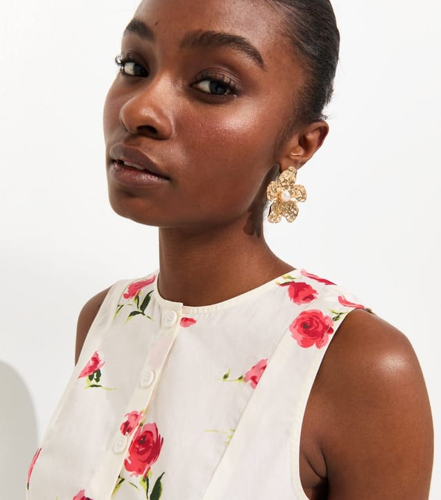 New Look Women's White Rose Print Poplin Mini Dress New Look - 2