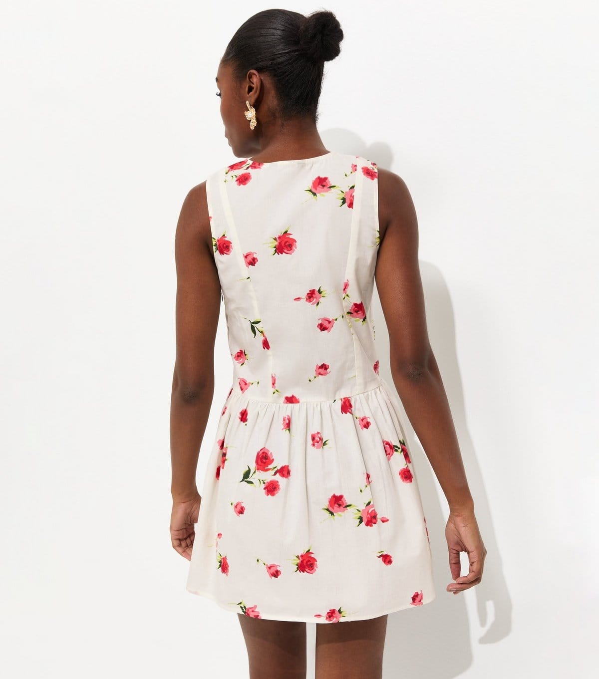 New Look Women's White Rose Print Poplin Mini Dress New Look - 4