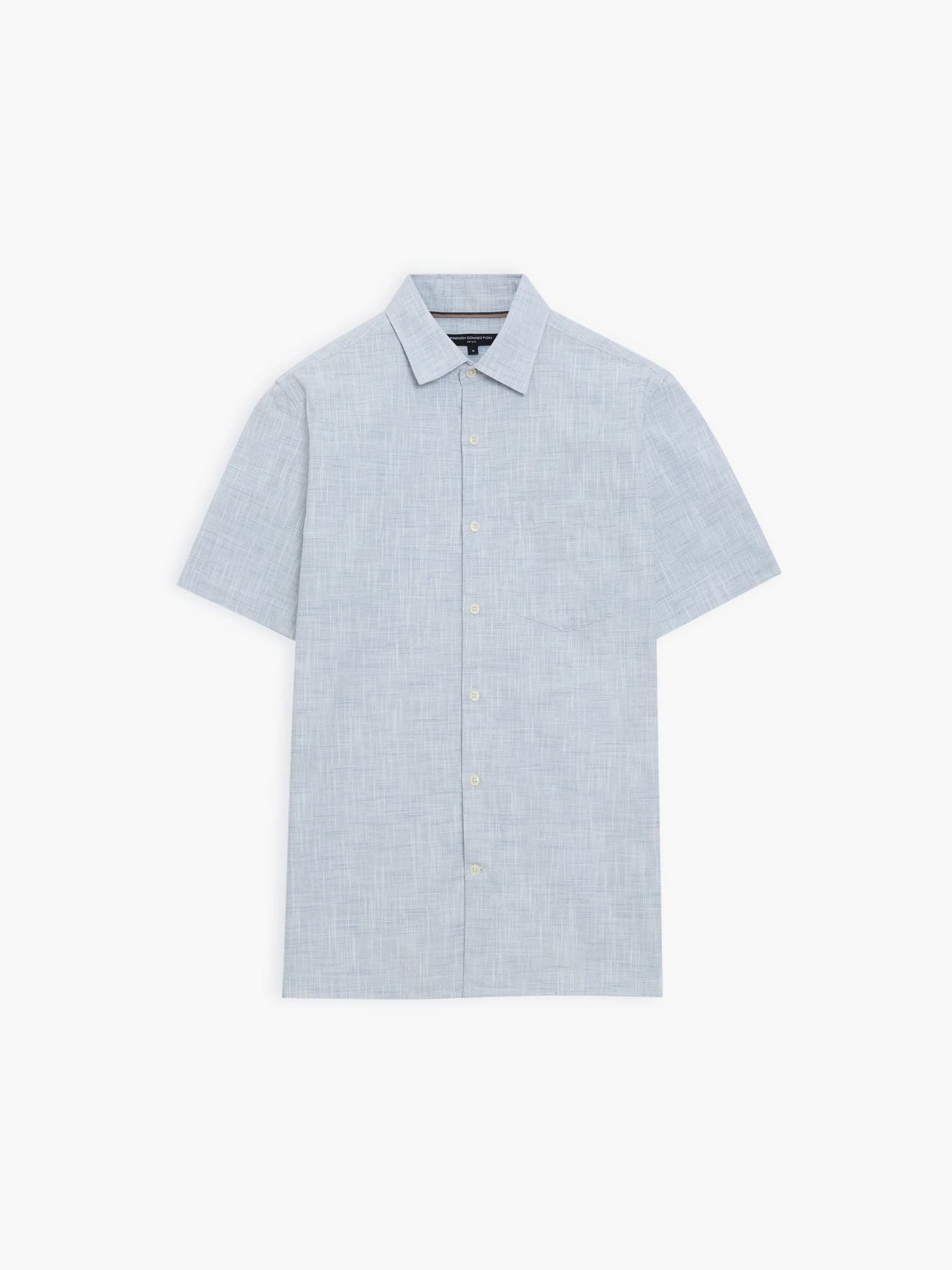 French Connection Short Sleeve Chest Pocket Slub Shirt Manor Blue/Ecru