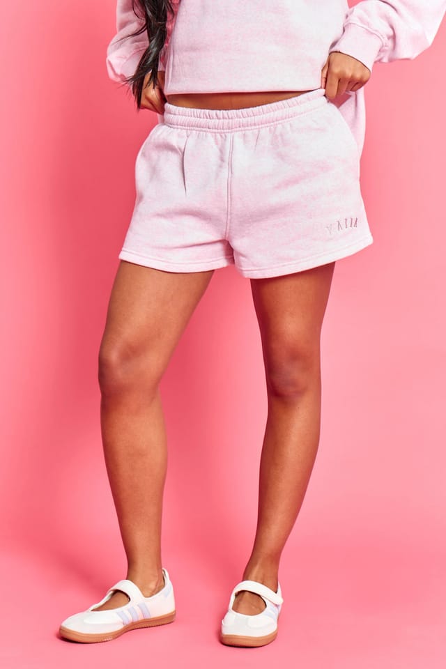 Kaiia Kaiia Logo Mini Shorts Baby Pink Marl - 3