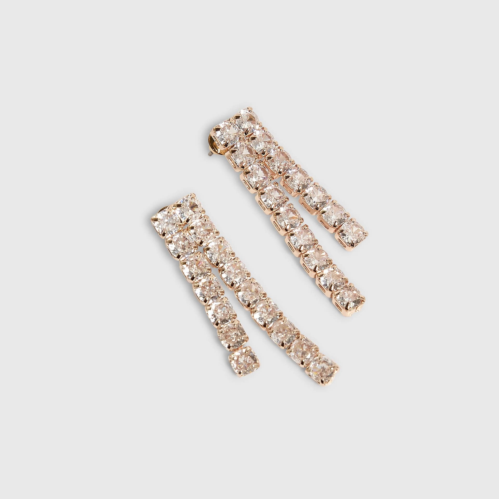 River Island River Island Womens Rose Gold Rhinestone Drop Earrings