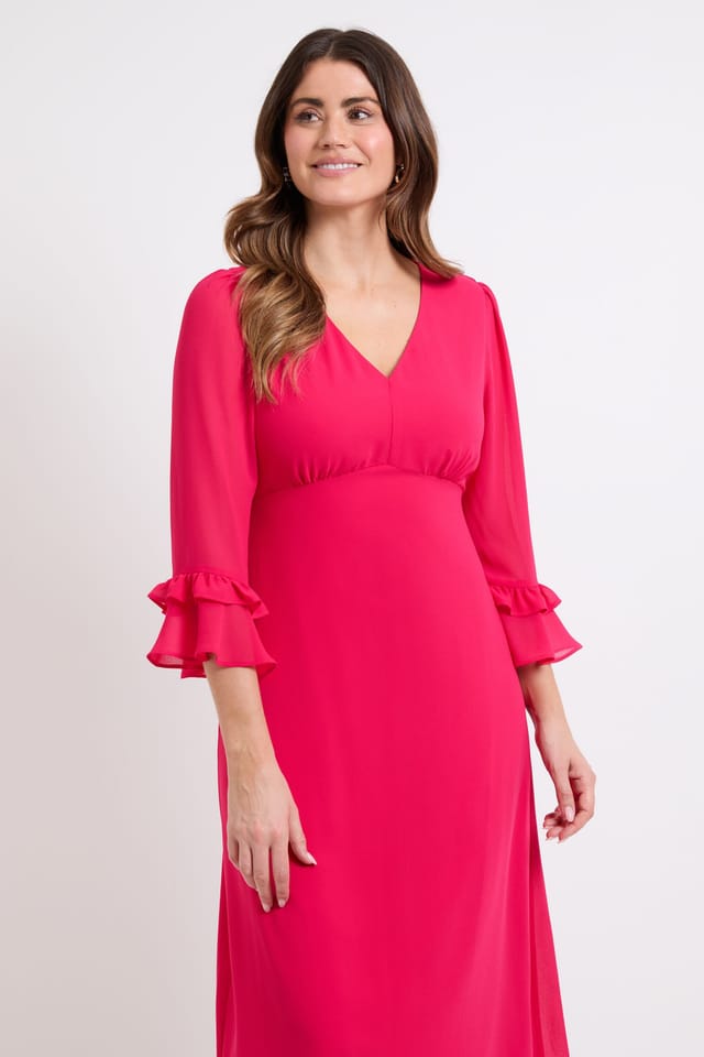 Wallis Wallis Women's Flute Sleeve Midi Dress in Pink - 2