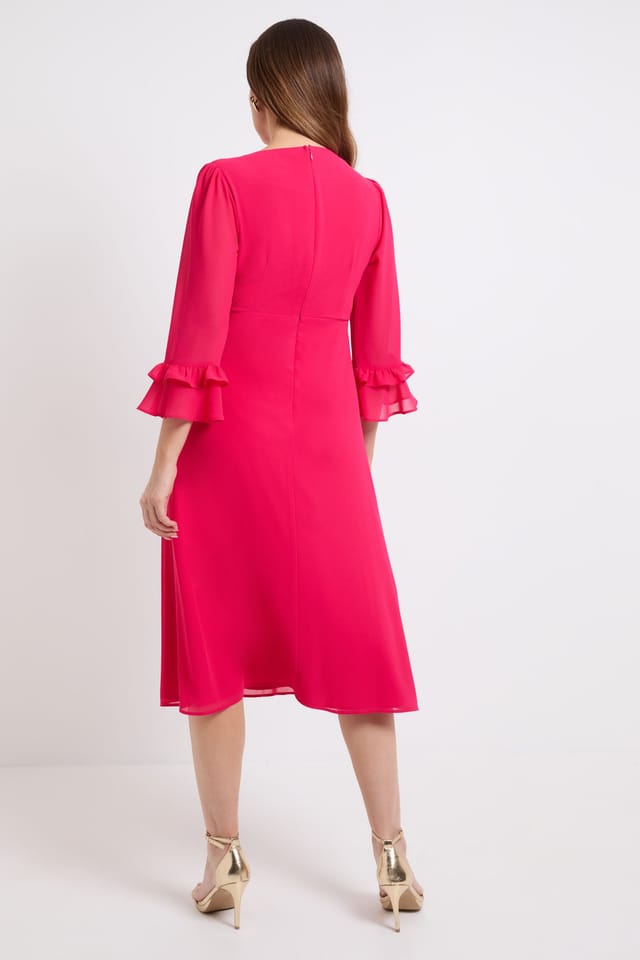 Wallis Wallis Women's Flute Sleeve Midi Dress in Pink - 3