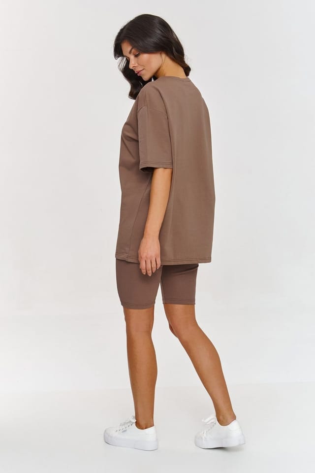 Love Lace Love Lace Women's Cotton Ribbed Turtleneck T-Shirt Set in Brown - 3