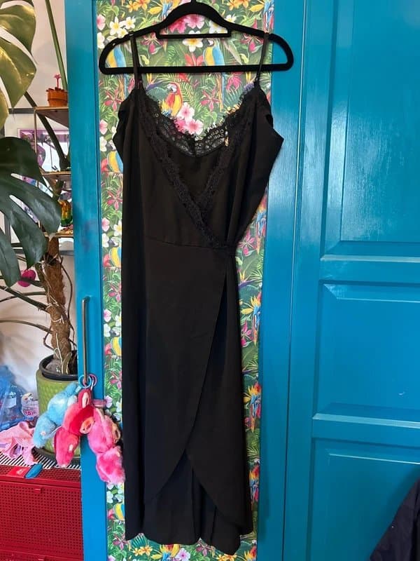 Never Fully Dressed Black wrap cami dress