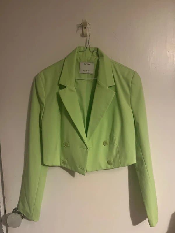 Bershka Cropped green blazer