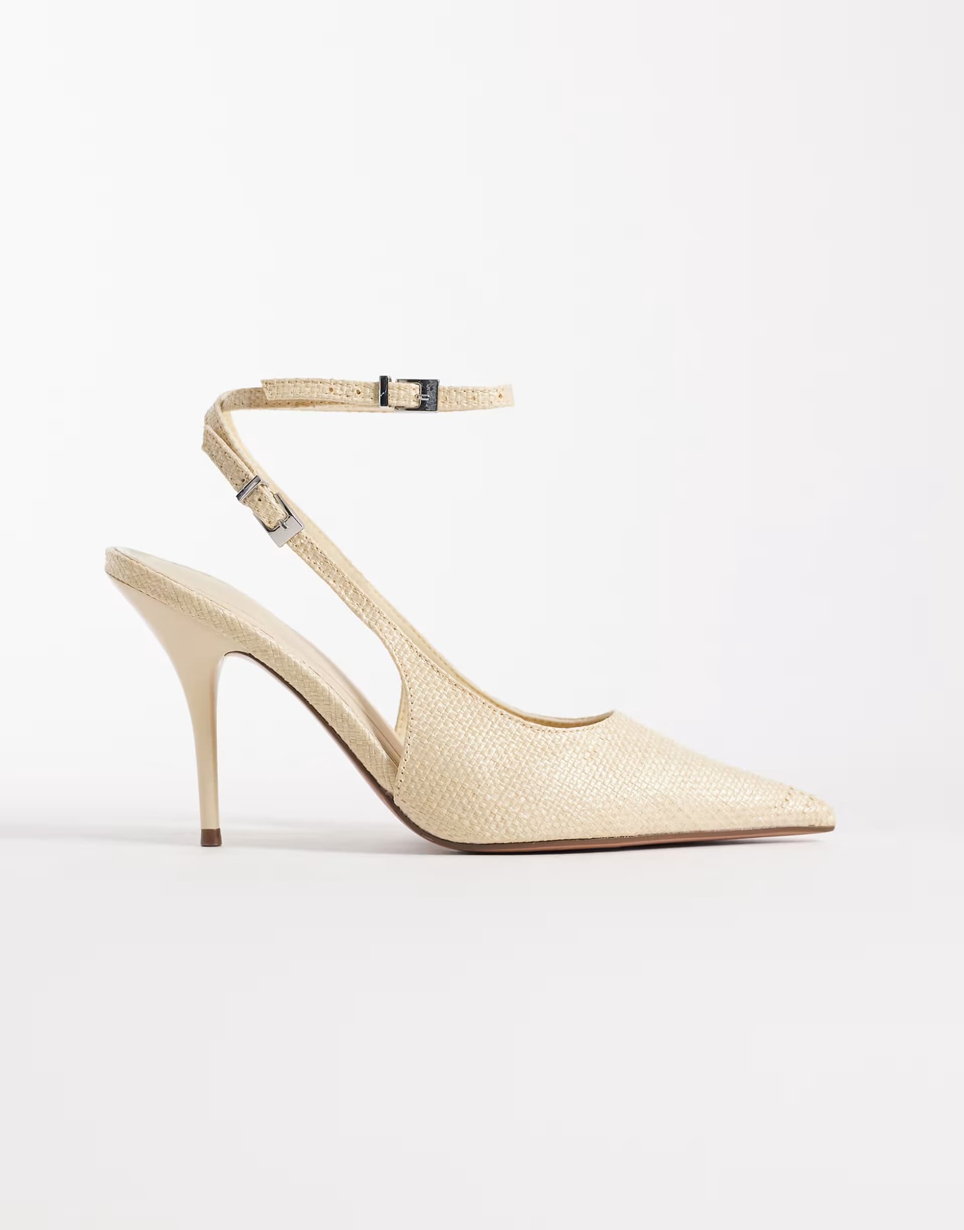ASOS ASOS DESIGN Promise slingback stiletto high heel shoes in natural