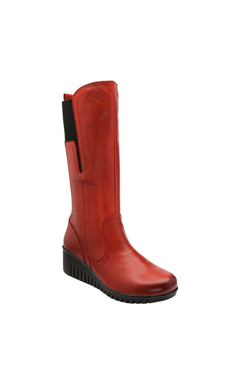 Lotus Lotus Women's 'Fitzgerald' Leather Wedge Mid-Calf Boots in Red - 1