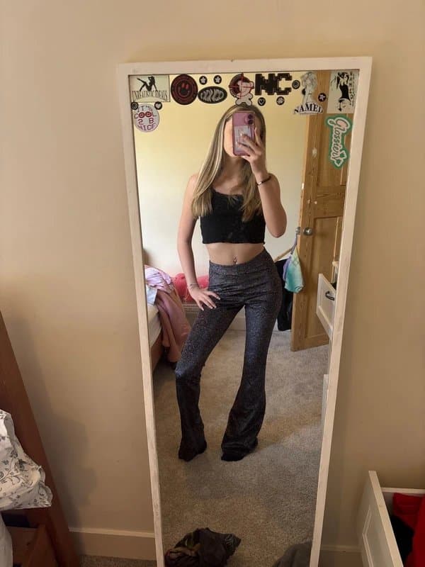 Topshop Velvet flower flared leggings