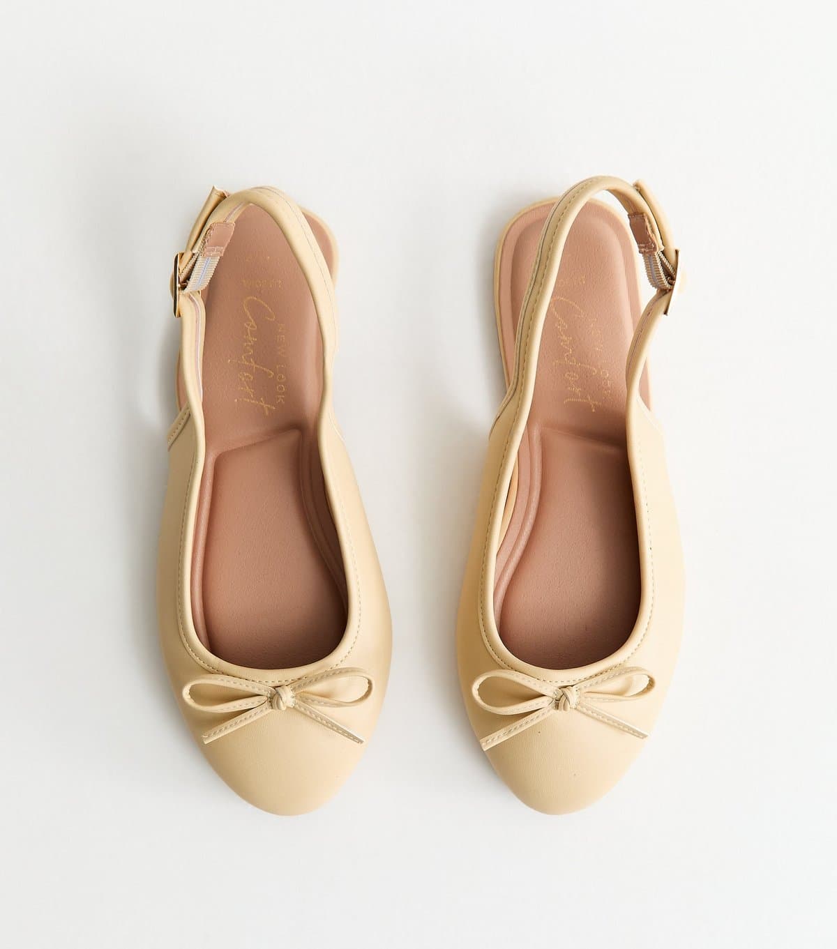 New Look Women's Wide Fit Faux Leather Light Yellow Slingback Ballet Pumps Vegan New Look